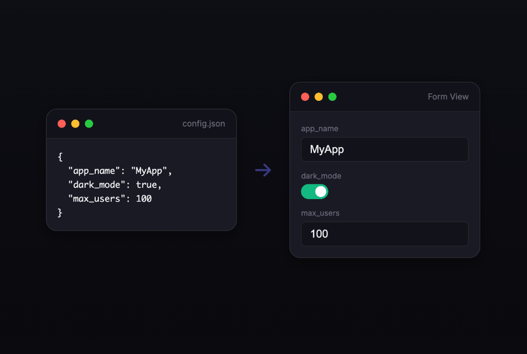 JSON2FORM - Edit JSON as a Form | Free Visual JSON Editor